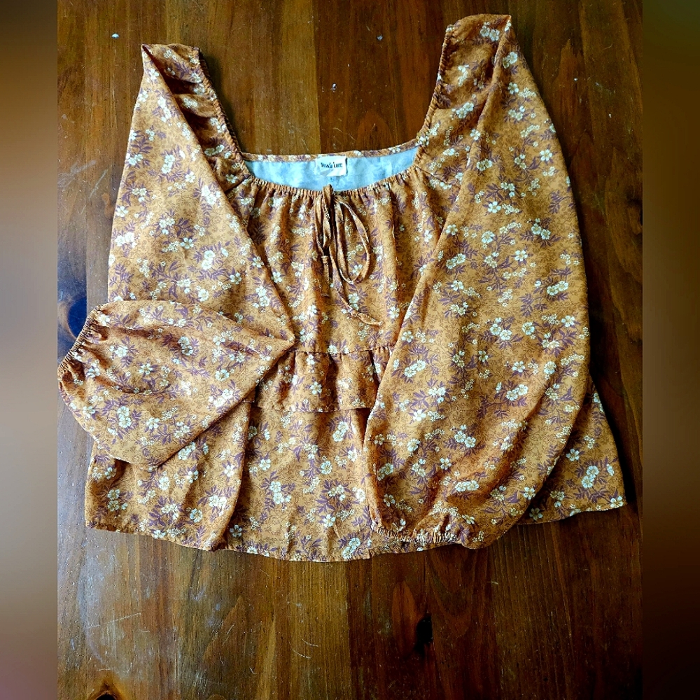 Peach Love California Yellow Floral Top